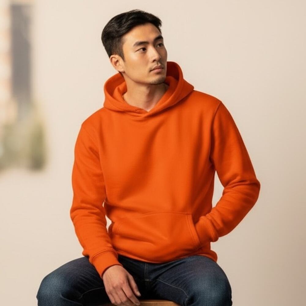 MAELREG Men’s Medium Fluorescent Orange Performance Hoodie Sweatshirt